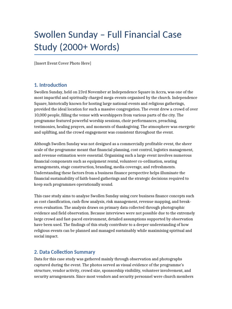 Swollen Sunday Expanded 2000 Words | PDF | Volunteering | Expense