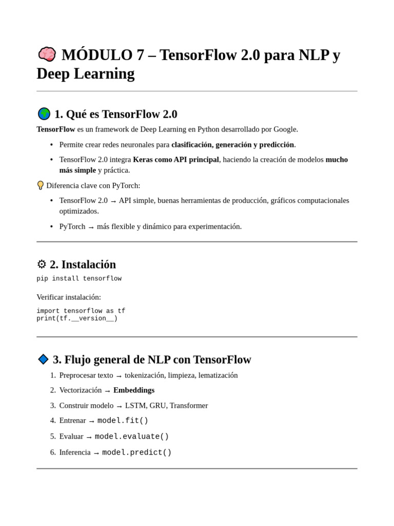 TensorFlow 2.0 para NLP y Deep Learning | PDF | Aprendizaje profundo ...