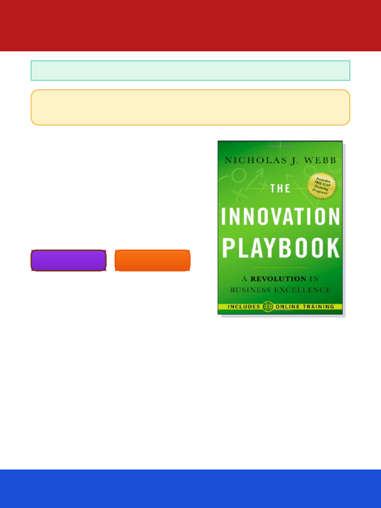 Innovation Playbook A Revolution in Business Excellence 1st Edition ...