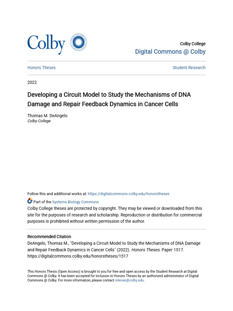 Developing a Circuit Model to Study the Mechanisms of DNA Damage | PDF ...