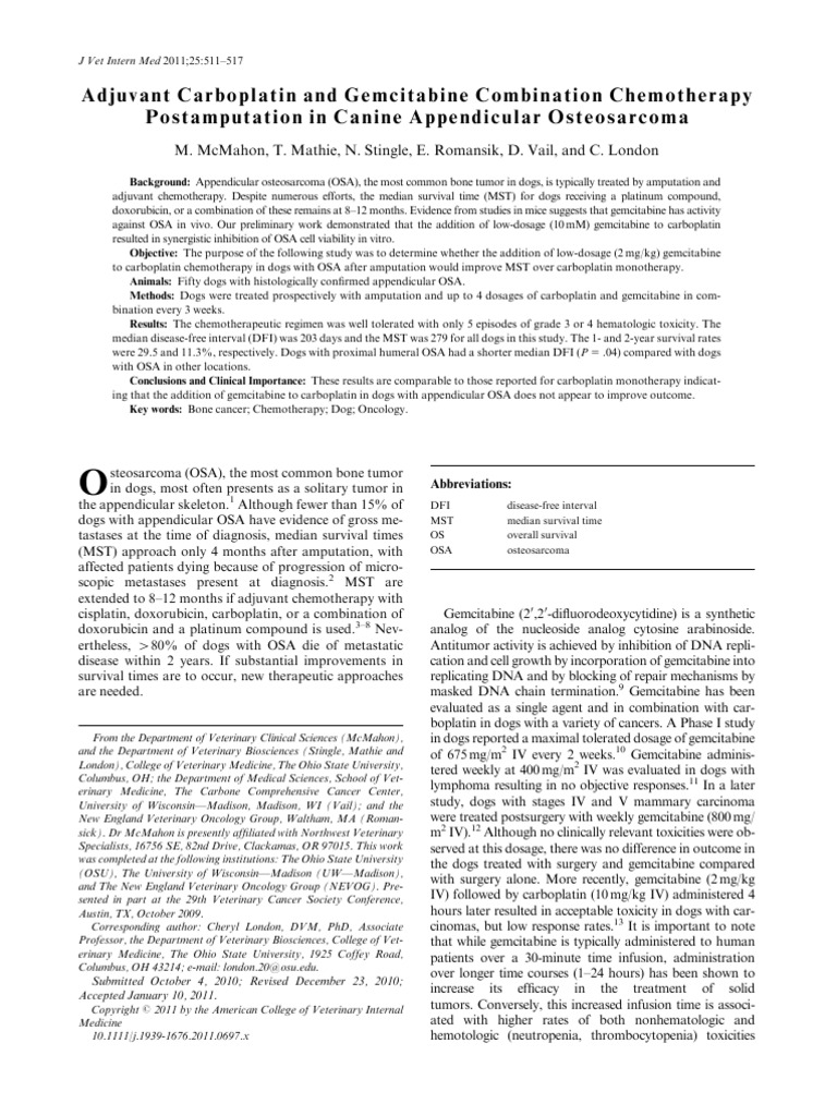 Adjuvant Carboplatin and Gemcitabine Combination Chemotherapy ...