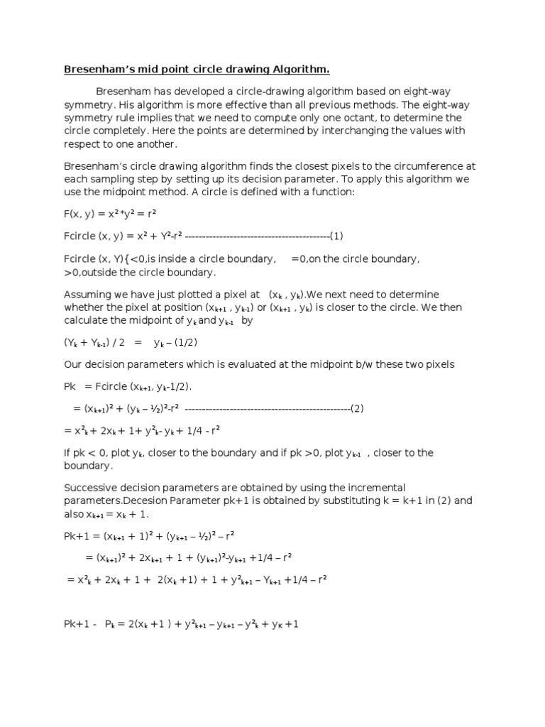 Bresenham's Circle Drawing Algorithm | PDF | Teaching Methods ...