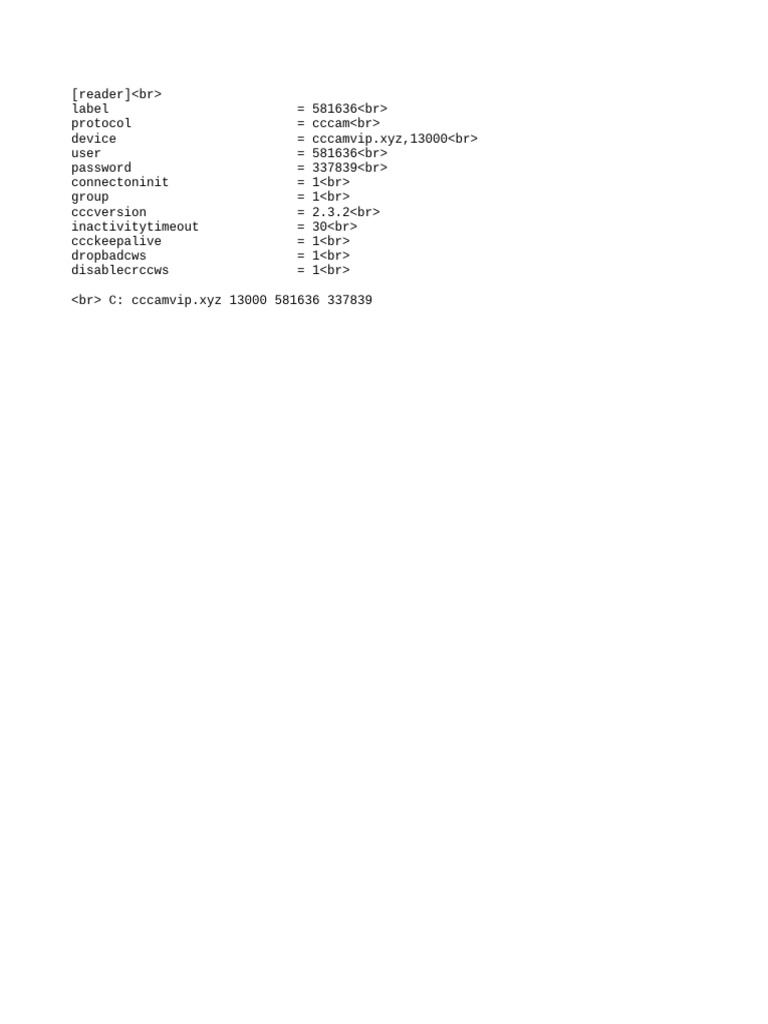 CCcam Configuration Details | PDF