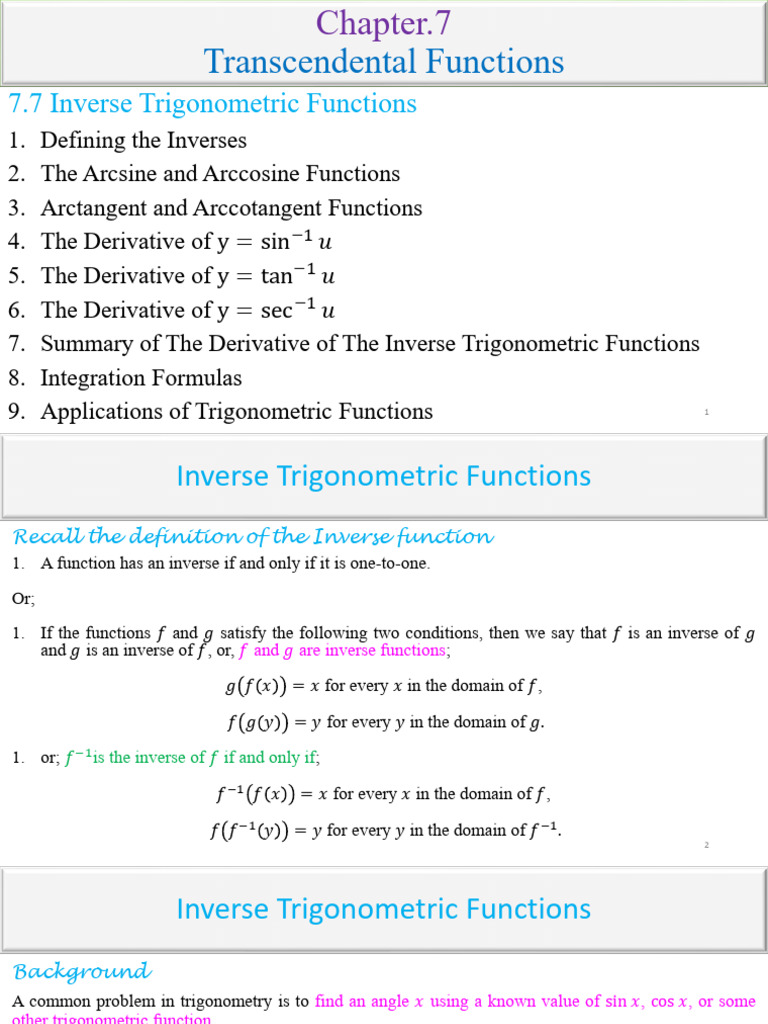 Inverse Trigonometric Functions Explained | PDF | Trigonometric ...