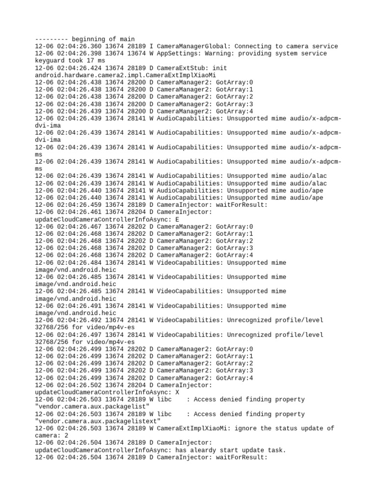 Camera and Audio Capabilities Log | PDF | Software | Computing