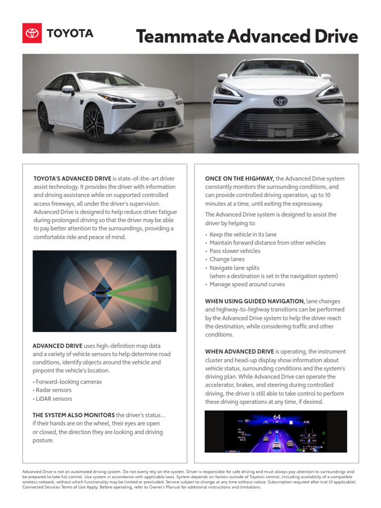 Toyota Advanced Drive Overview | PDF | Driving | Vehicle Technology