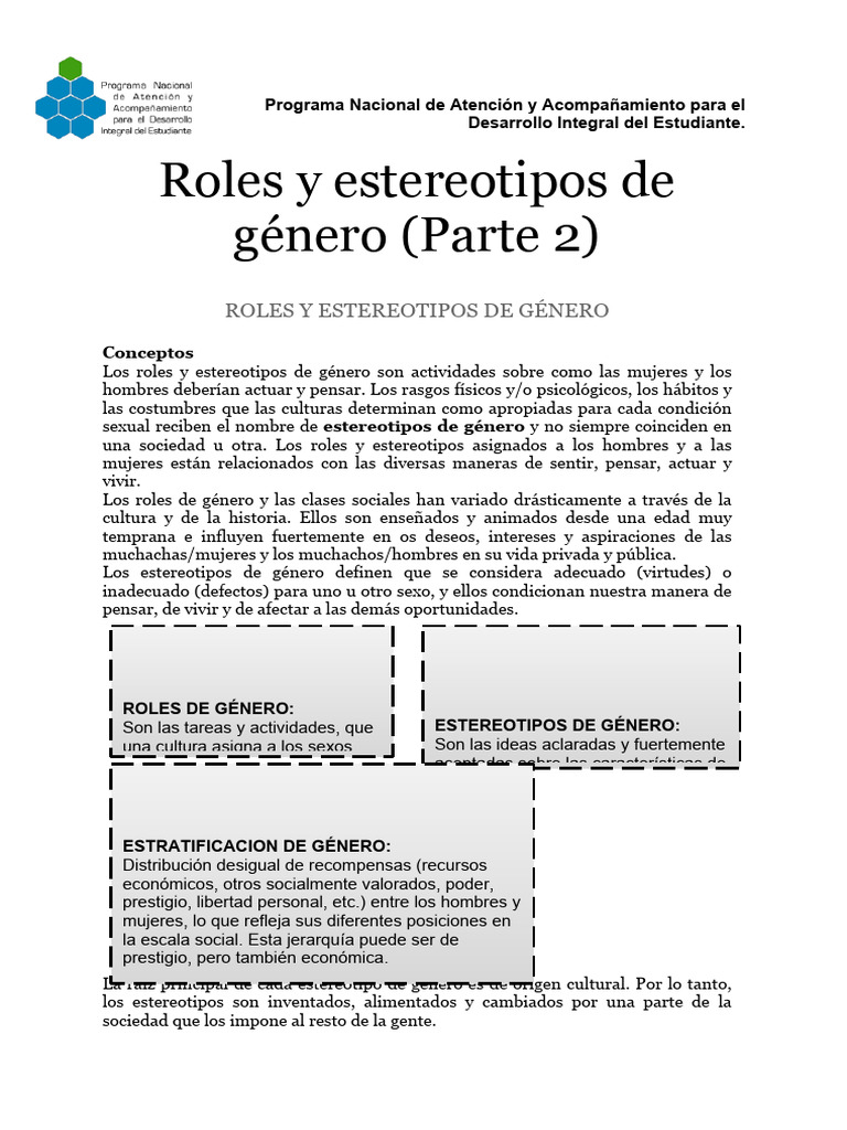 O.S2.F6.A2. Roles y Estereotipos de Género (Parte 2) | PDF | Estudios ...
