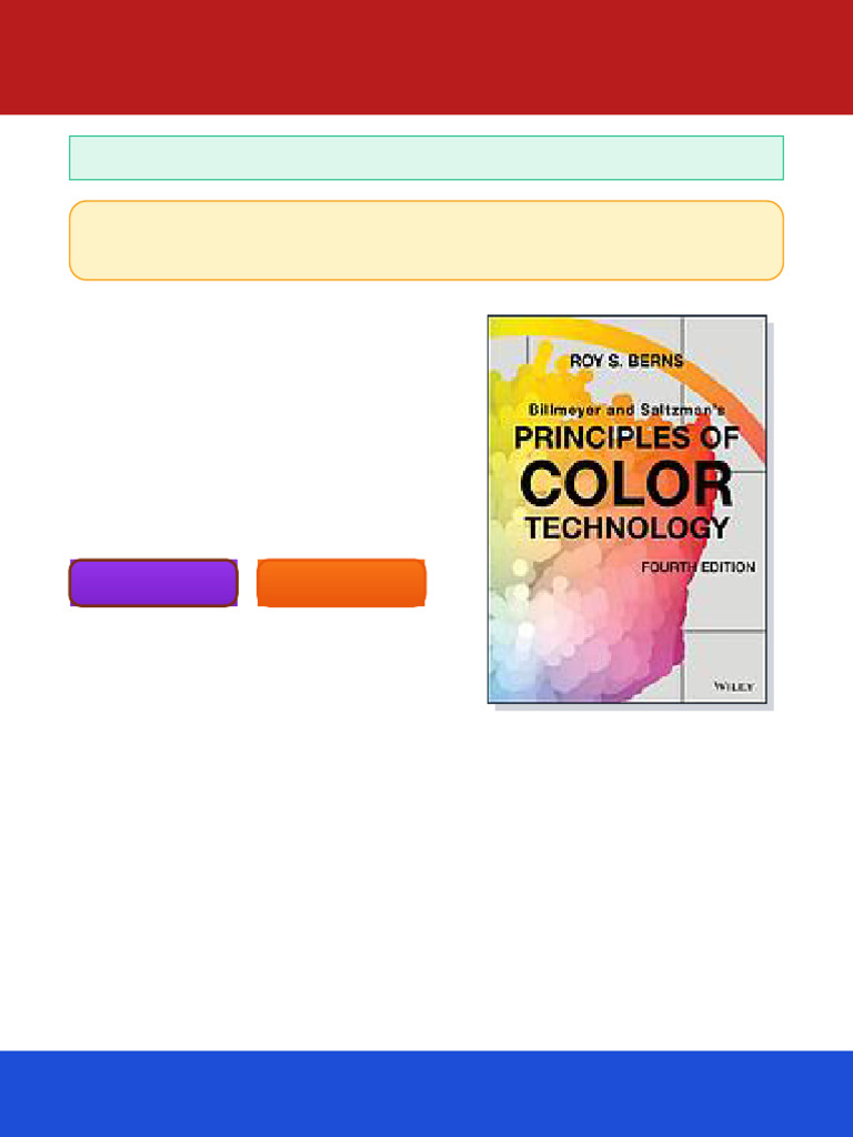 Billmeyer and Saltzman s Principles of Color Technology 4th Edition Roy ...