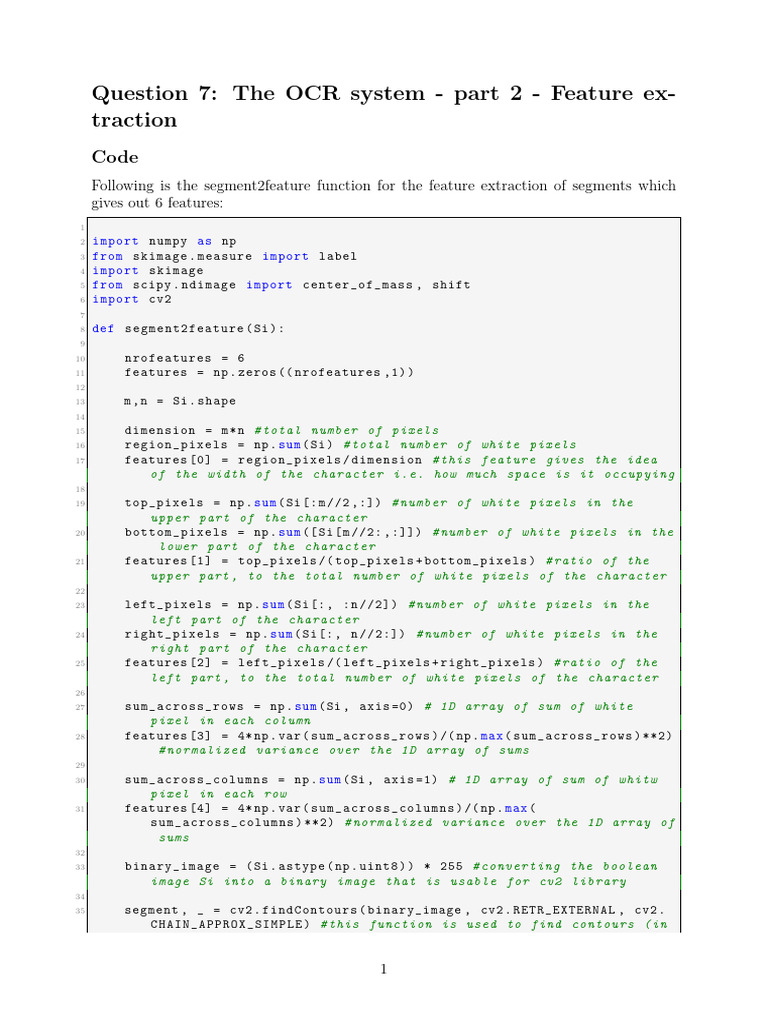 OCR Feature Extraction in Python | PDF | Pixel