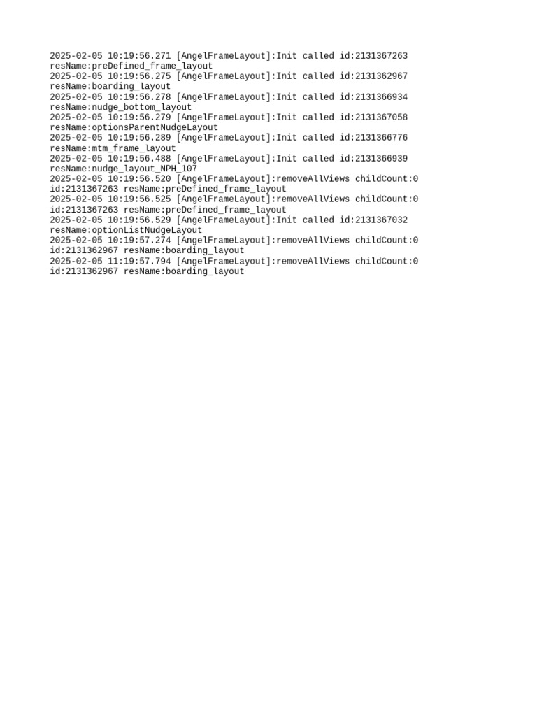 AngelFrameLayout Initialization Log | PDF