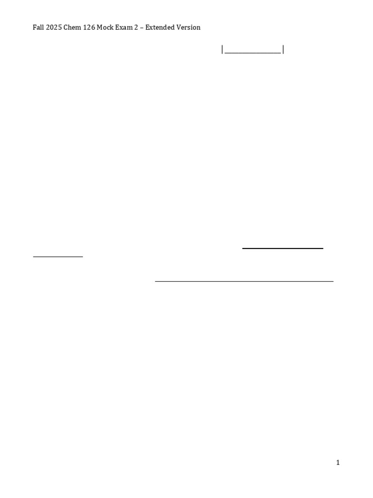 Chem 126 Midterm 2 Mock Exam - Extended | PDF | Acid | Ph