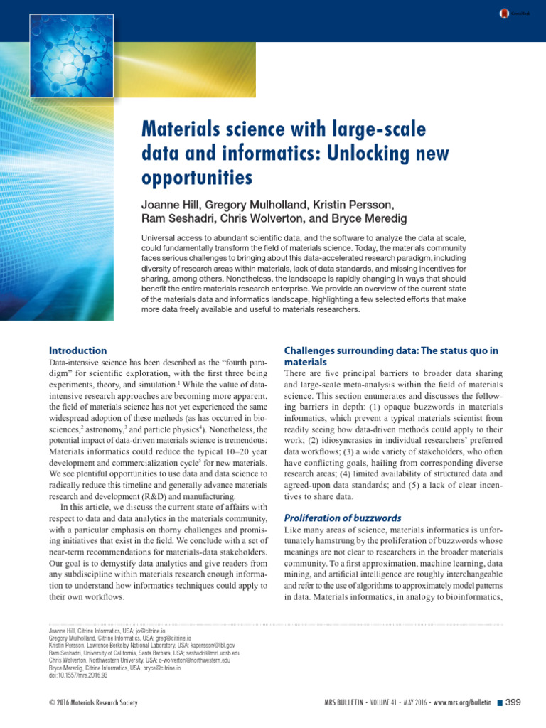 Data-Driven Innovations in Materials Science | PDF | Physical Sciences