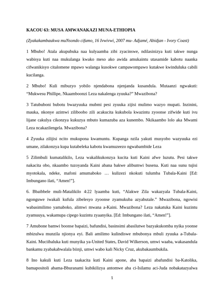 Kacou 63 - Mukaintu MuKushi (Ethiopia) | PDF