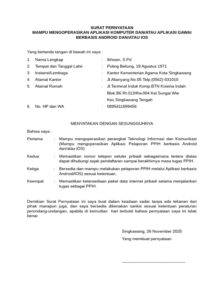 Surat Pernyataan Rekrutmen | PDF