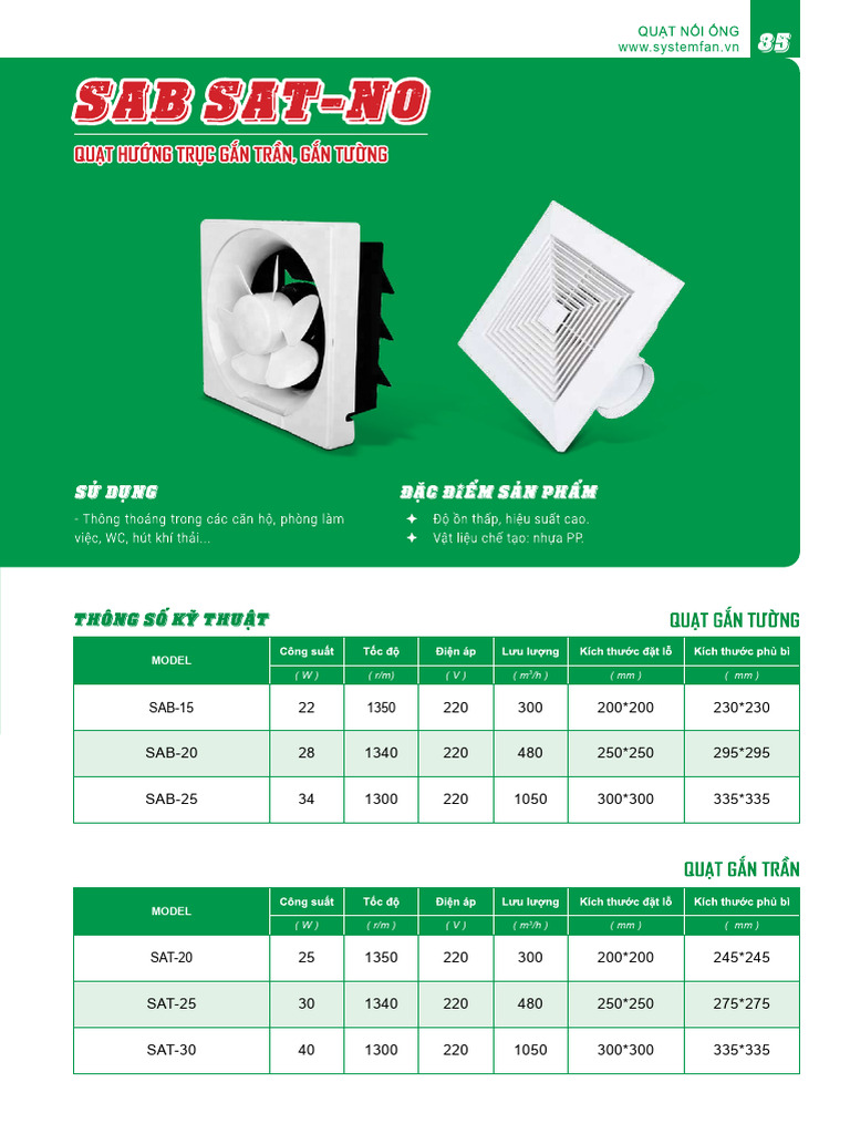 System Fan Model Specifications Guide | PDF