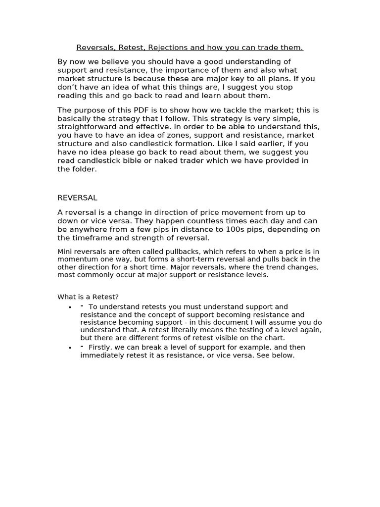Trading Strategies: Reversals & Retests | PDF | Market Trend | Risk