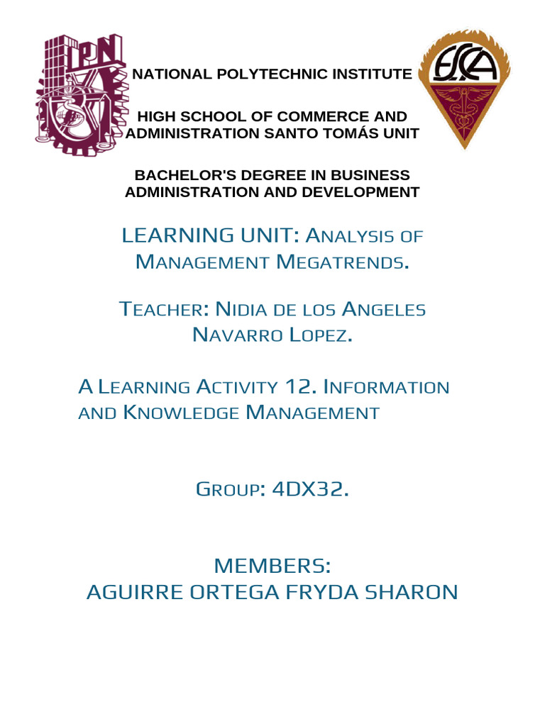 Learning Activity 12. Information and Knowledge Management | PDF ...