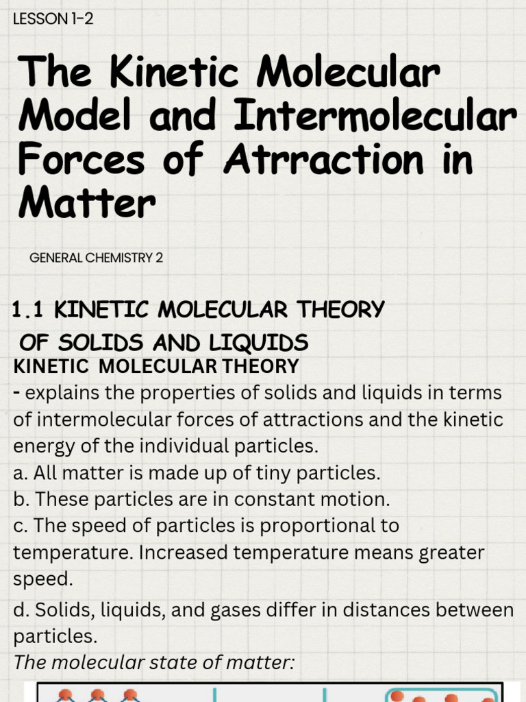 Gen. Chem 2 Lesson 1-2 | PDF | Chemical Polarity | Intermolecular Force