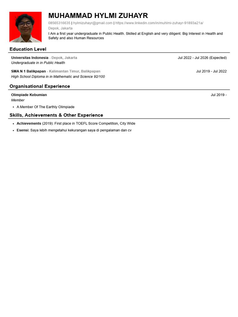 Muhammad Hylmi Zuhayr-Resume | PDF