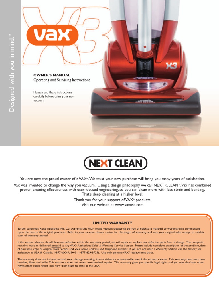 Vax Manual Vacuum Cleaner Industries