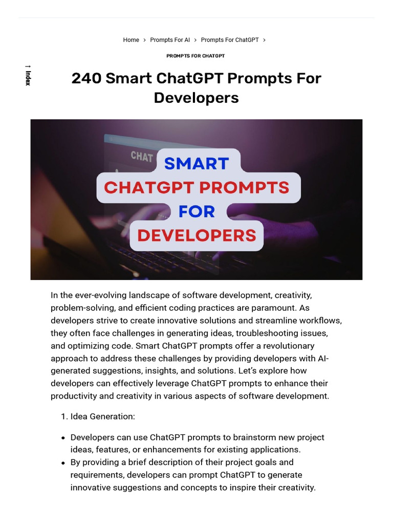 240 ChatGPT Prompts for Developers | PDF | Unit Testing | Software Bug