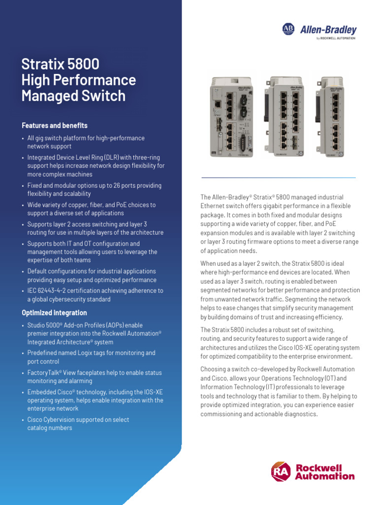 Stratix 5800 Managed Ethernet Switch | PDF | Network Switch | Computer ...