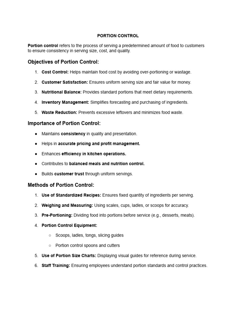 Effective Portion Control Strategies | PDF