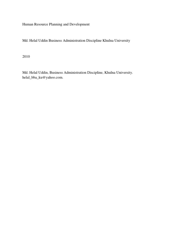 Human Resource Planning and Development | PDF | Human Resource ...