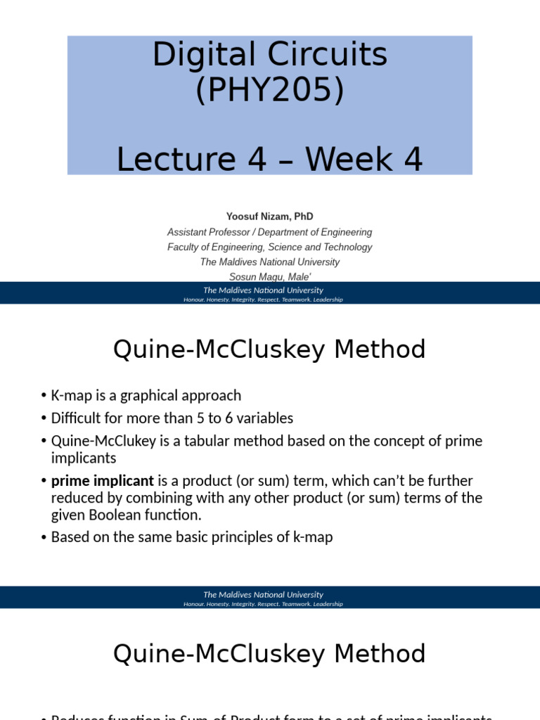 Quine-McCluskey Method Explained | PDF | Mathematical Logic | Mathematics