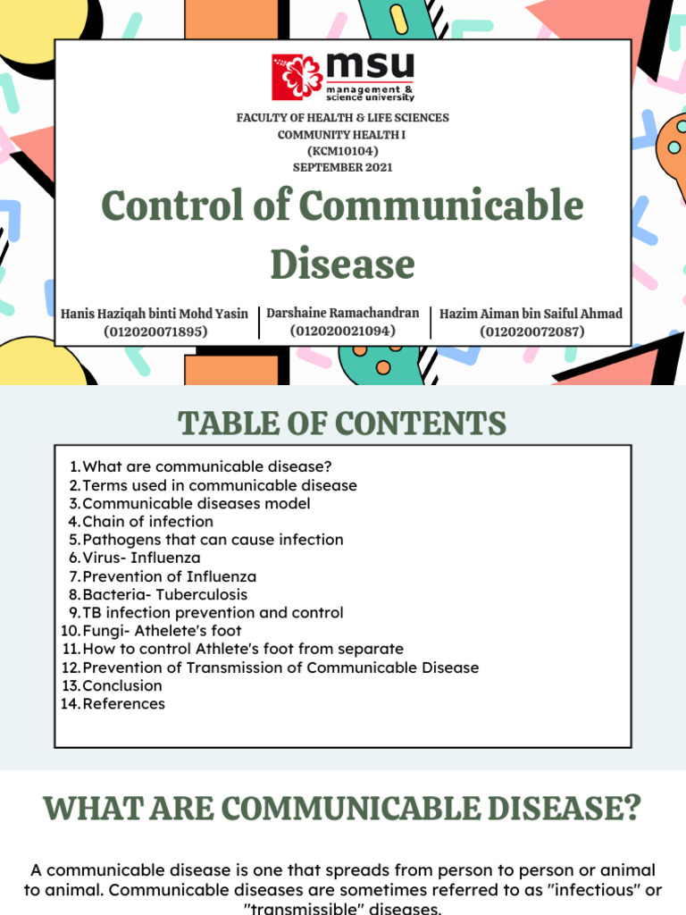 Control of Communicable Disease(1) | PDF | Infection | Pathogen