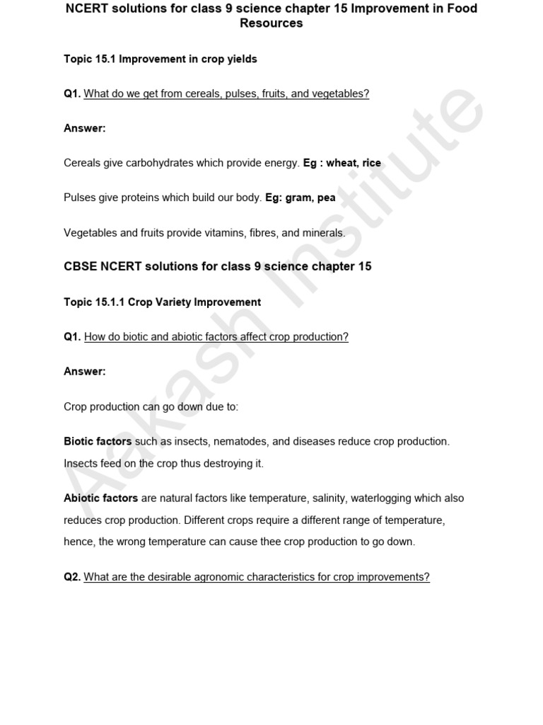 NCERT Class 9 Science Chapter 15 Solutions | PDF | Fertilizer | Plant ...