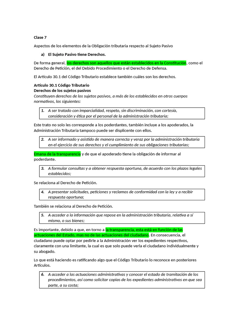 Derechos y Obligaciones del Sujeto Pasivo | PDF | Contabilidad | Impuestos