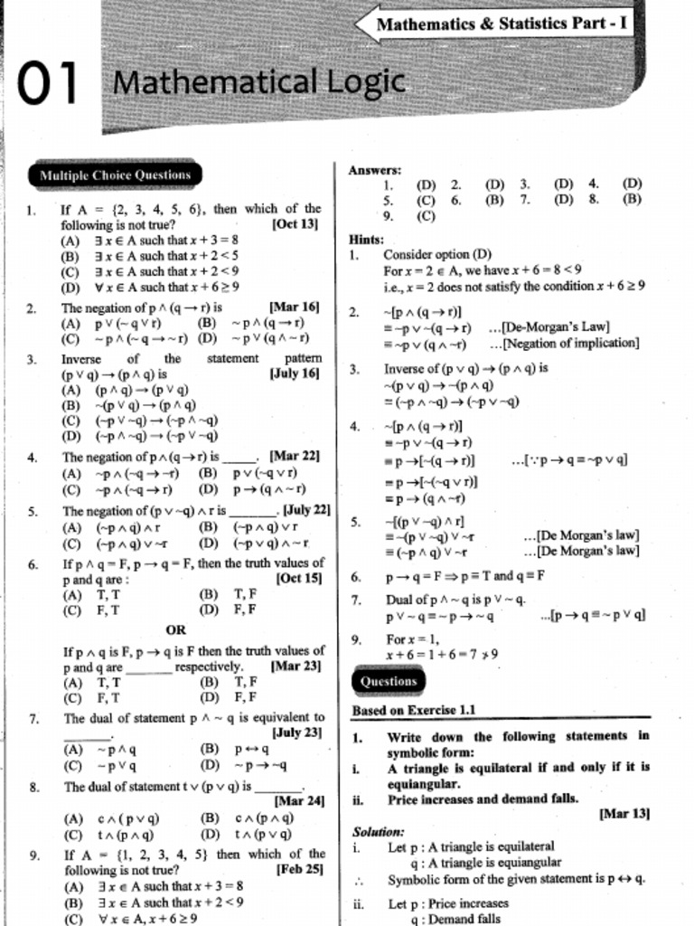 M1 - 1 - Mathematical Logic - Scan - 12th Maths Board PYQ With ...