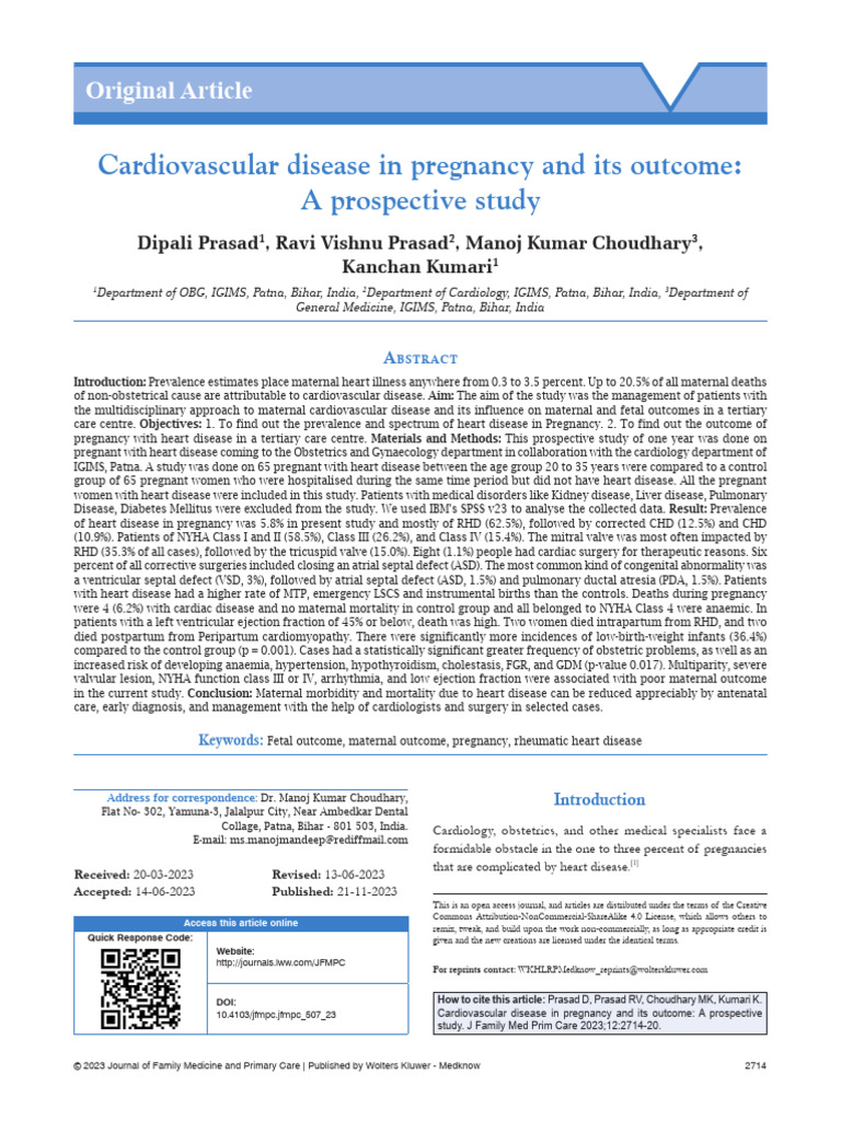 Maternal Heart Disease in Pregnancy Study | PDF | Cardiology ...