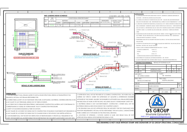 Staircase Structural Details and Notes | PDF | Concrete | Mechanical ...