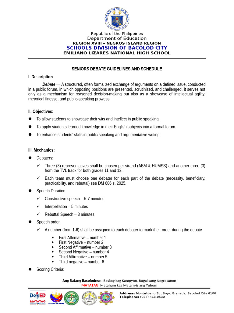 Debate-guidelines-draft | PDF | Public Speaking | Human Communication