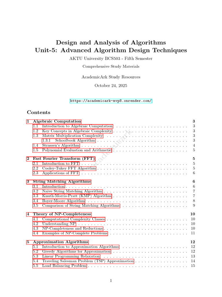 Advanced Algorithm Design Techniques | PDF | Computational Complexity ...
