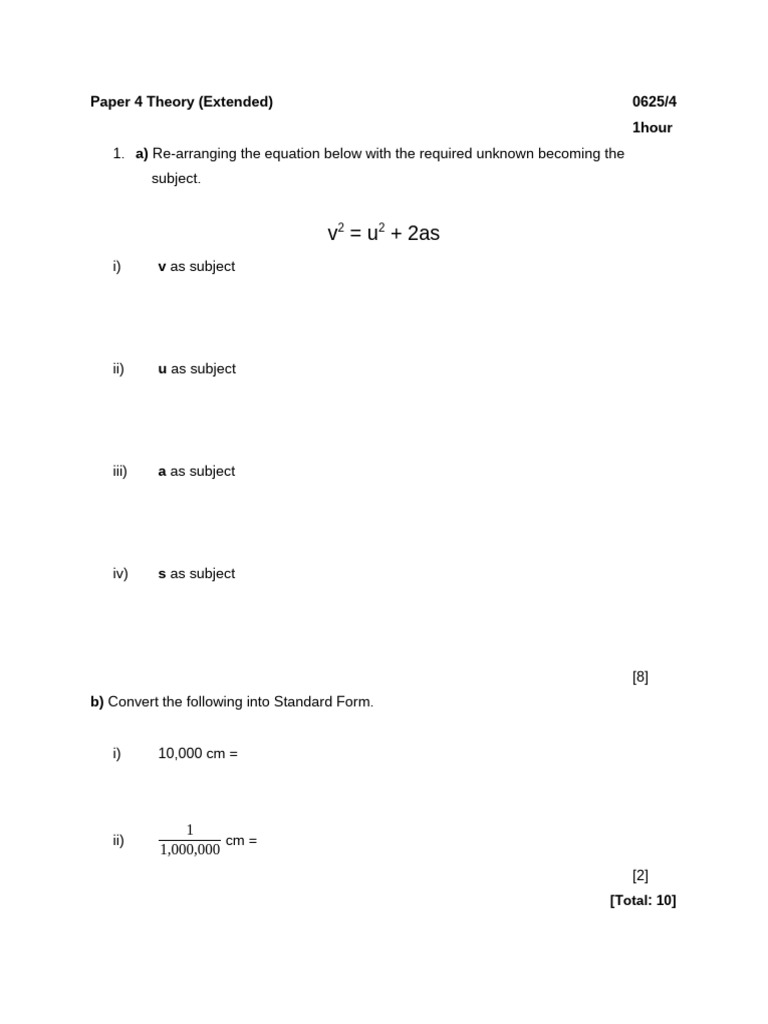 1st Term EXAMINATION PHY P4 - 2021 | PDF | Speed | Acceleration
