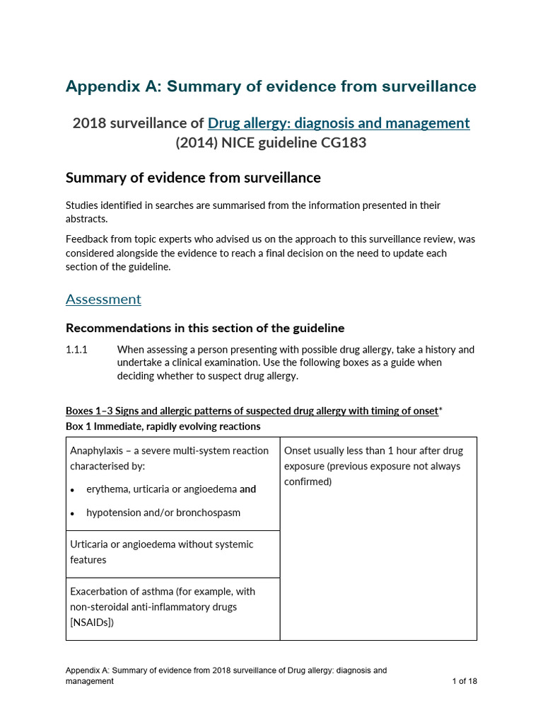 2018 Drug Allergy Diagnosis Guidelines | PDF | Allergy | Nonsteroidal ...