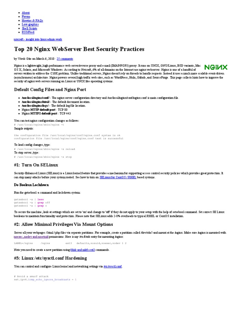 Top 20 Nginx WebServer Best Security Practices | PDF | Web Server ...