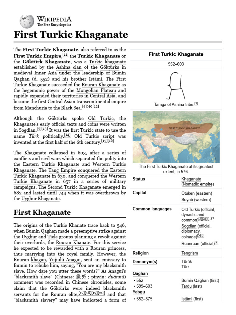 First Turkic Khaganate Overview | PDF | Central Asia
