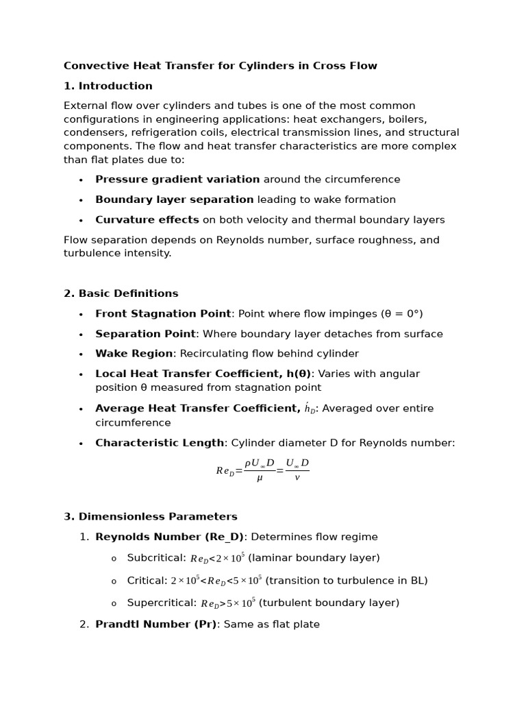 Convective Heat Transfer for Cylinders | PDF | Boundary Layer ...