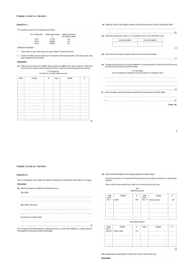 Chapter 13 and 14 Revision Questions | PDF