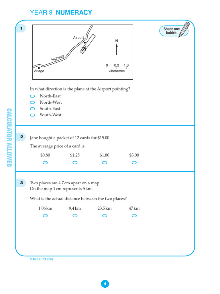 Year 9 Numeracy Practice Questions | PDF | Volume