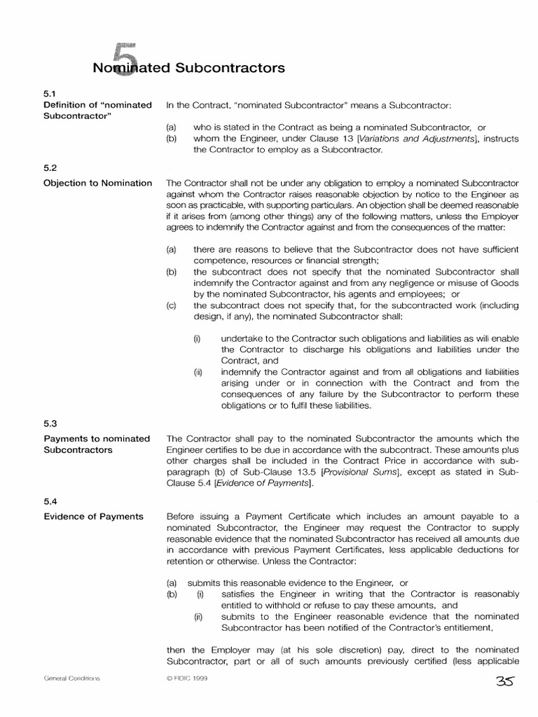 _03. FIDIC Red Book 1999 - Print-31 | PDF | Subcontractor | Indemnity