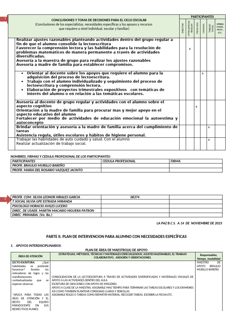Plan de Intervención Educativa Integral | PDF | Las emociones | Trabajo ...