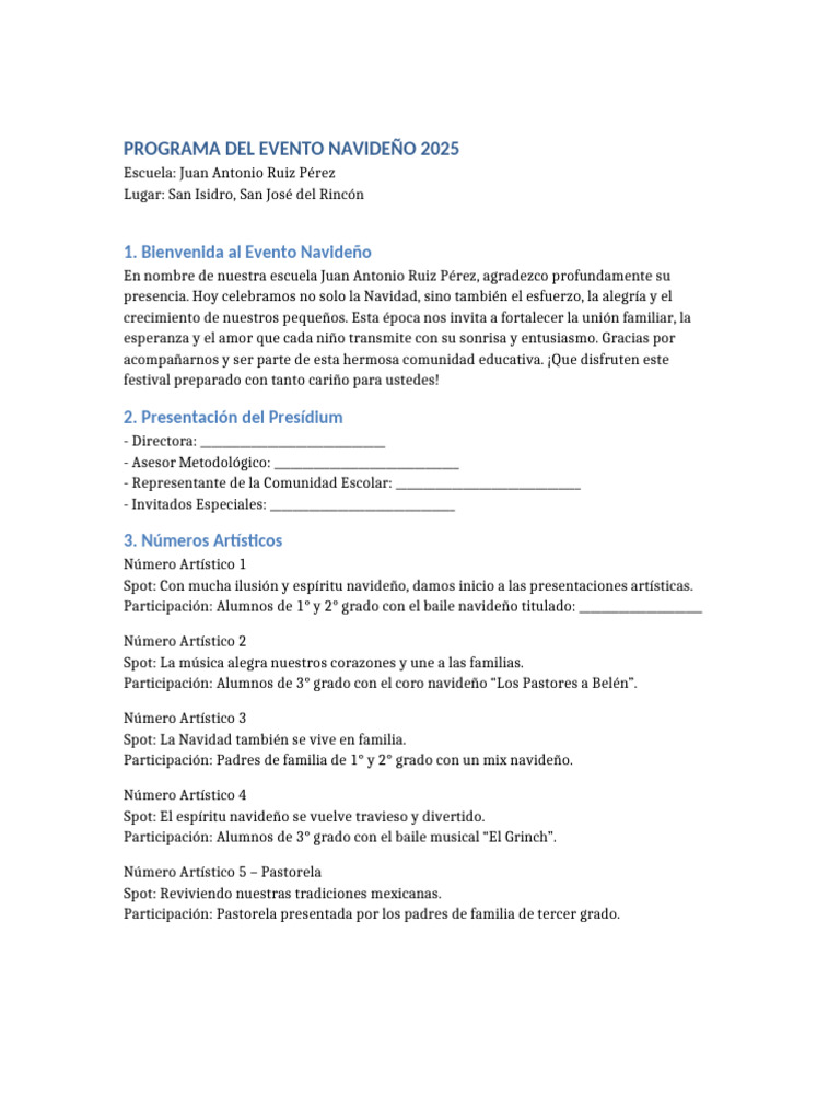 Programa Evento Navideno | PDF