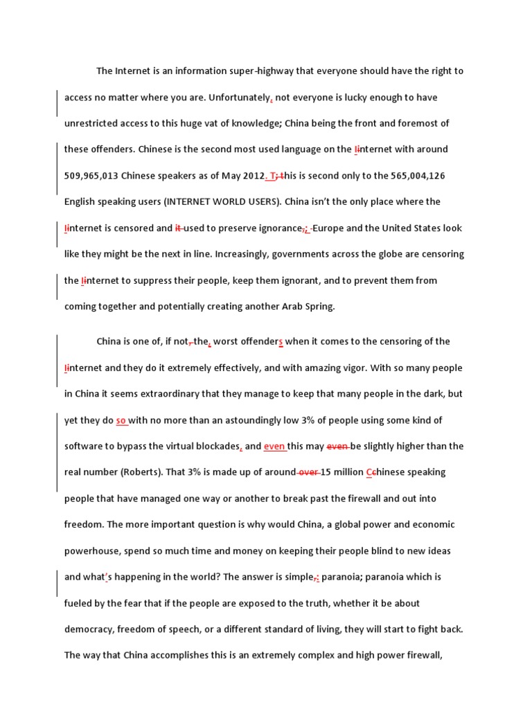 write a research paper on censorship and internet
