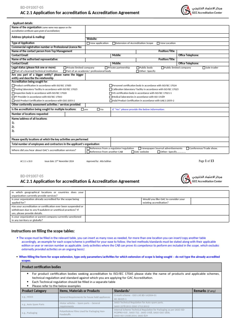 AC 2.1 V 10.0 Application Form and Accreditation Agreement - 17065 ...