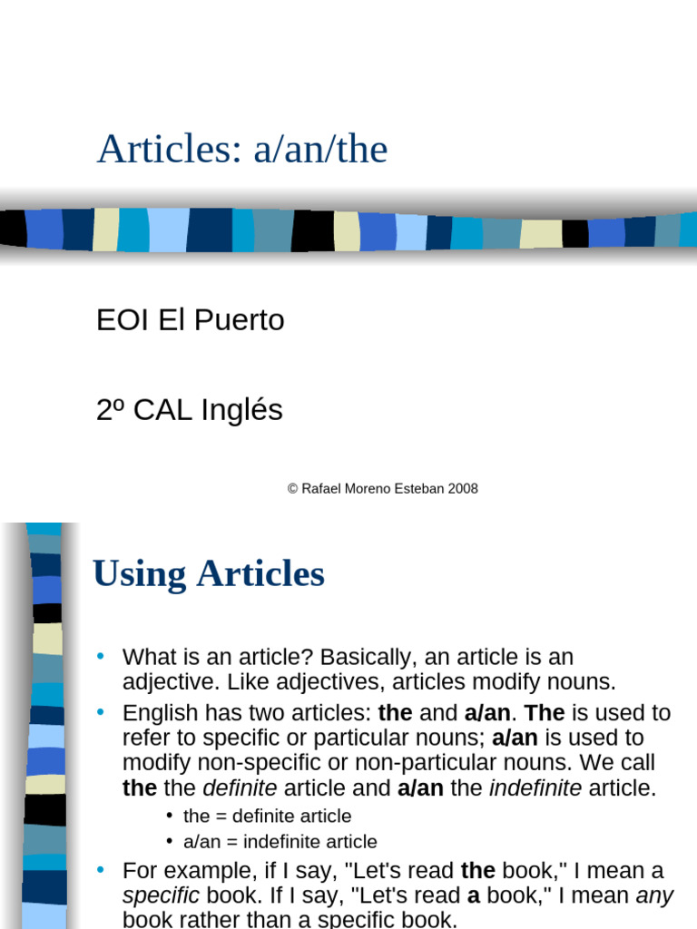 Articles | PDF | Noun | Adjective